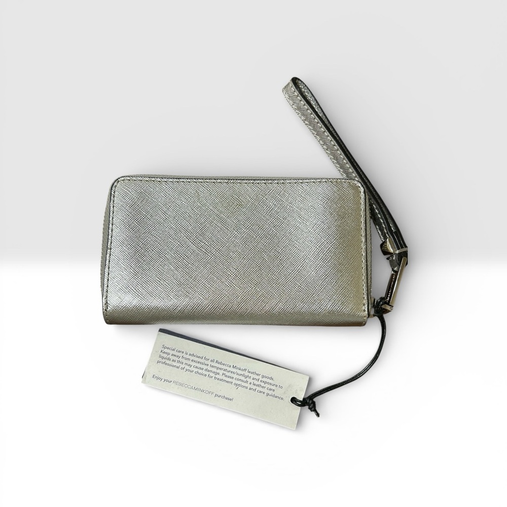 Rebecca Minkoff Metallic Silver Wristlet Olivia Tech NWT Style: S182E140-140 - Picture 3 of 13